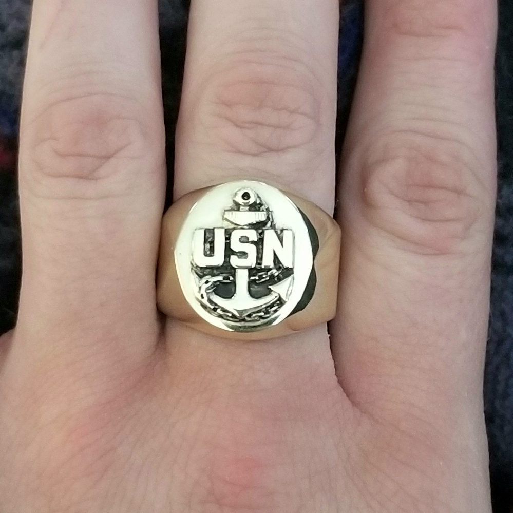 US Navy Chief Insignia Brass or Silver Ring